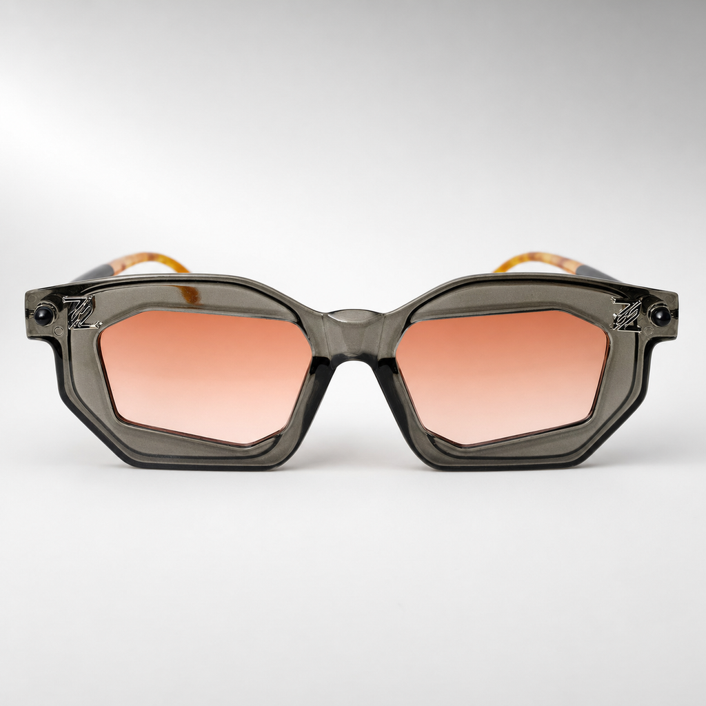 AVANT sunglasses, Charcoal Grey/Rose Gradient, front view with lens highlight