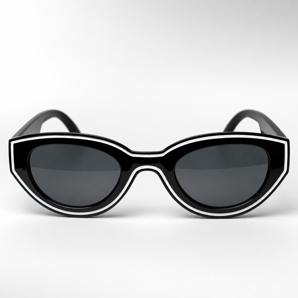 BEL AIR sunglasses, black frame, studio front view