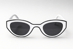 BEL AIR sunglasses, white frame, studio front view