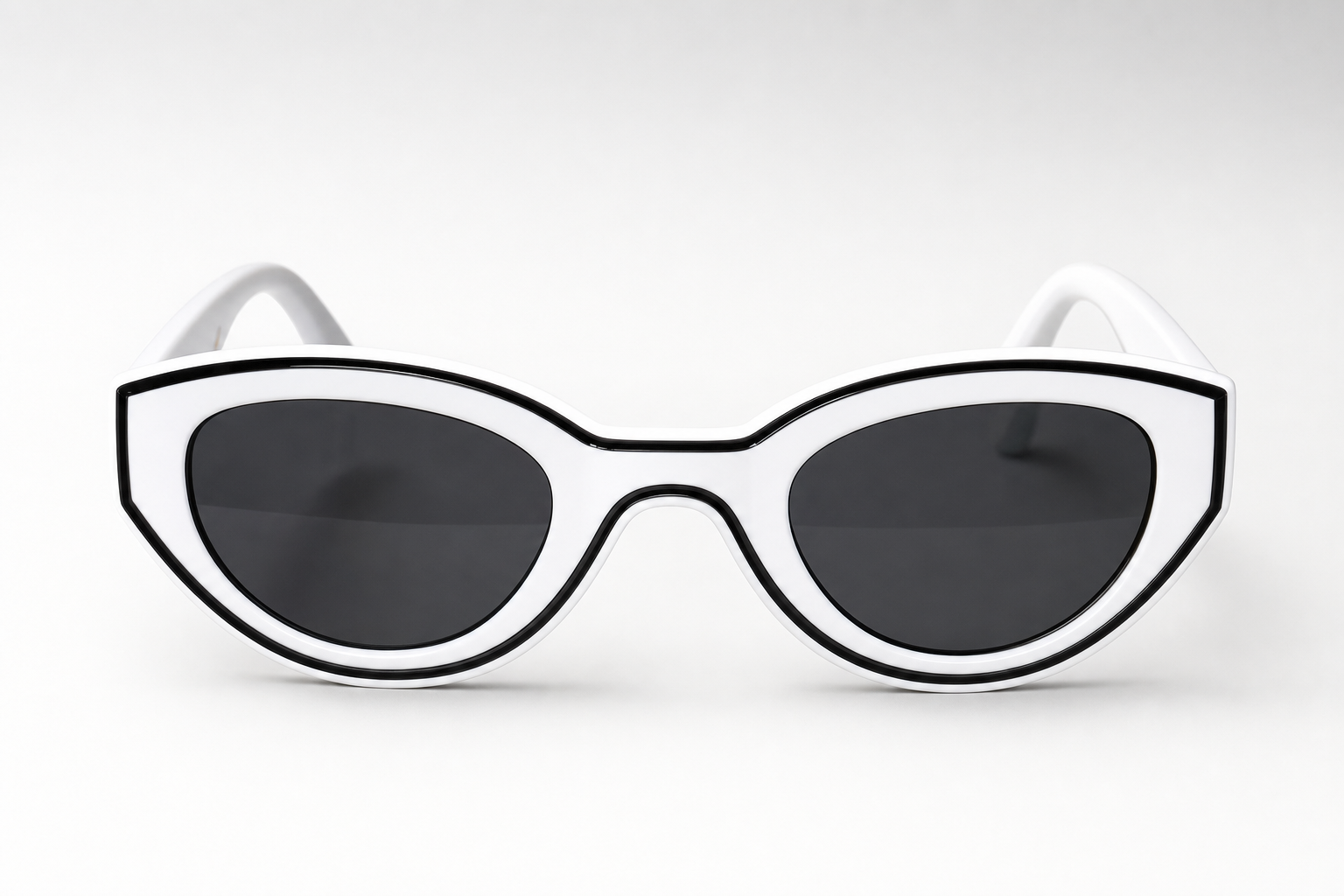 BEL AIR sunglasses, white frame, studio front view