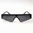 DASH sunglasses in black frame with black lenses, straight-on front studio view