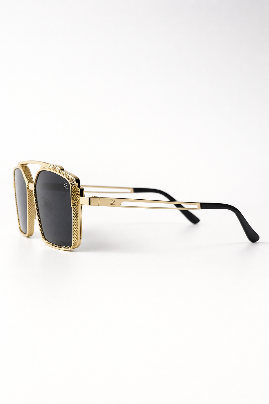 DYNASTY sunglasses gold metal frame side profile view