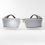 PHANTOM sunglasses in black frame with mirrored lenses, studio front view