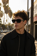 SYZER sunglasses in Black - lifestyle street style photo