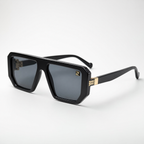 VICE sunglasses black frame gold hardware - macro hinge/logo detail