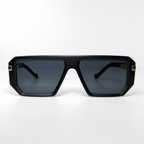 VICE sunglasses black frame gold hardware - front view with subtle lens reflection