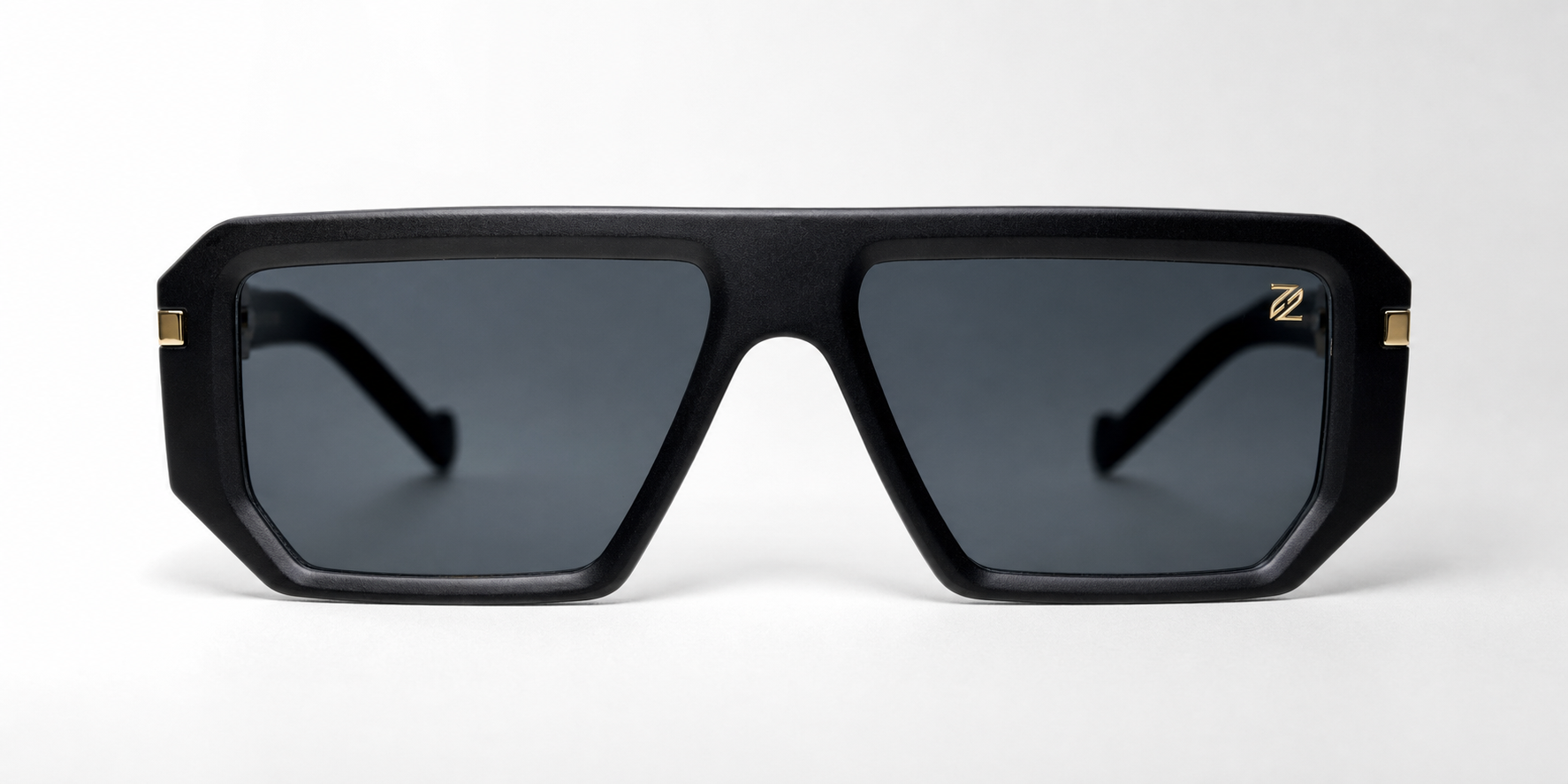 VICE sunglasses black frame gold hardware - studio front view