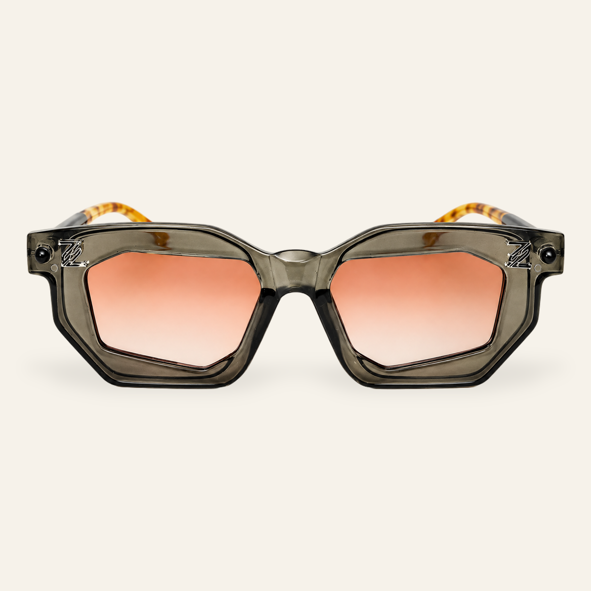 ZAYSHA AVANT sunglasses in Charcoal Grey/Rose Gradient, front view, studio hero