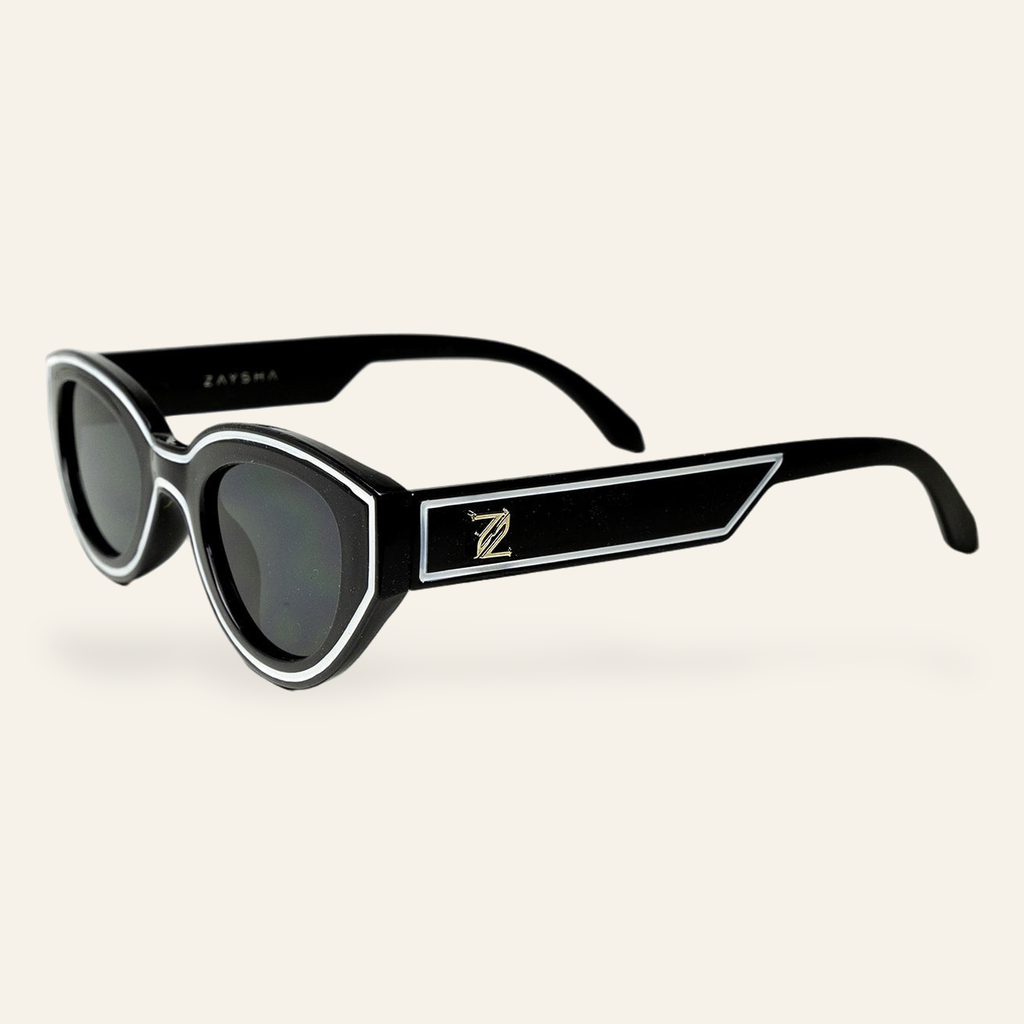 ZAYSHA BEL AIR sunglasses in Black, three-quarter angle view