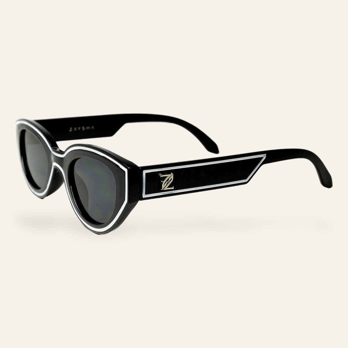ZAYSHA BEL AIR sunglasses in Black, three-quarter angle view