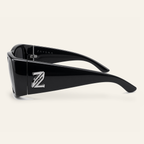 ZAYSHA BLOC sunglasses in Black / Grey, side view, opposite temple