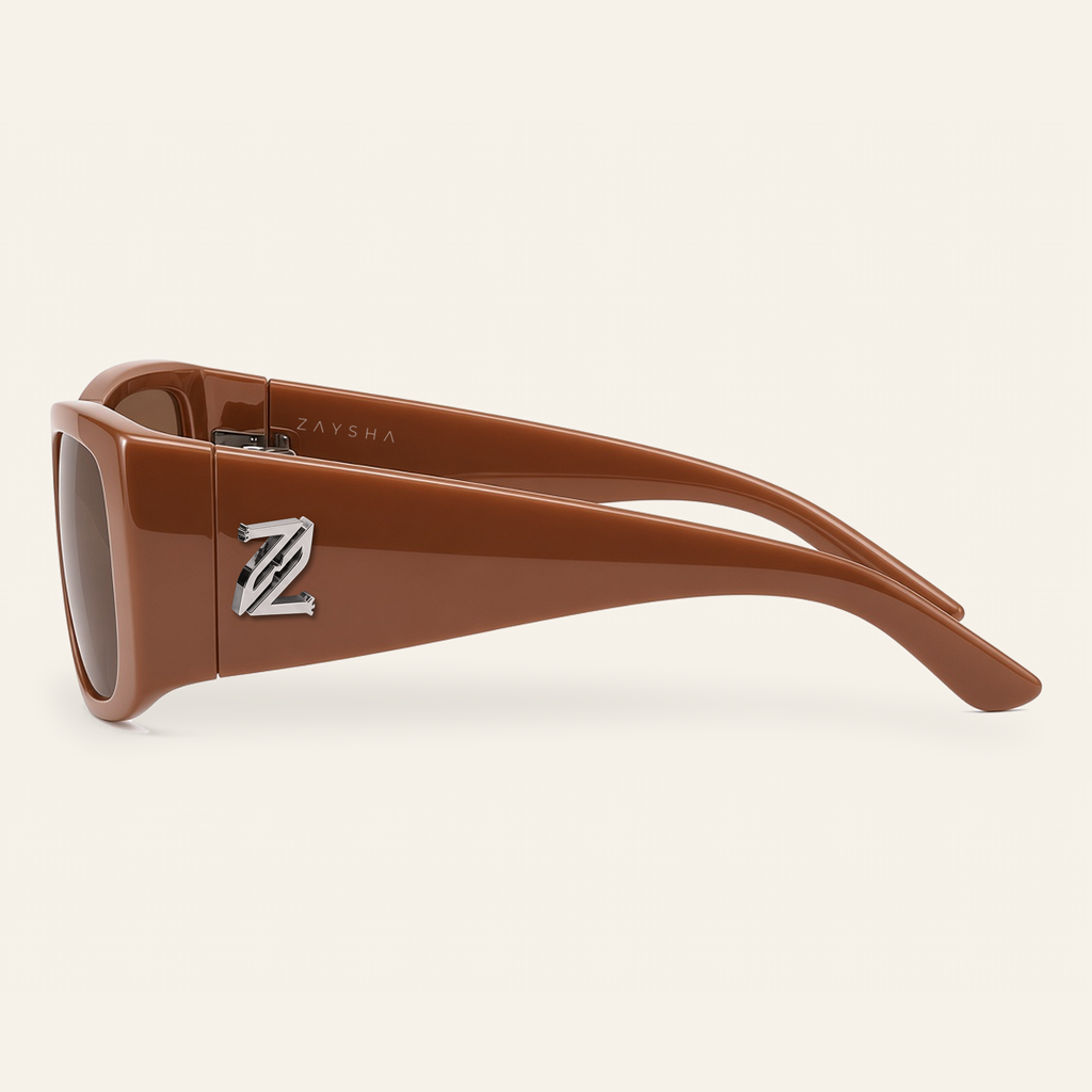 ZAYSHA BLOC sunglasses in Caramel, side view