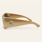 ZAYSHA BLOC sunglasses in Gold / Grey, side view, opposite temple