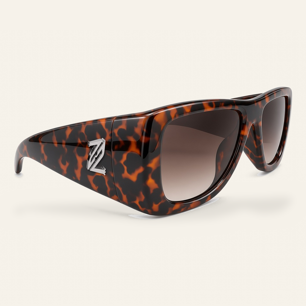 ZAYSHA BLOC sunglasses in Tortoise / Gradient, three-quarter angle view