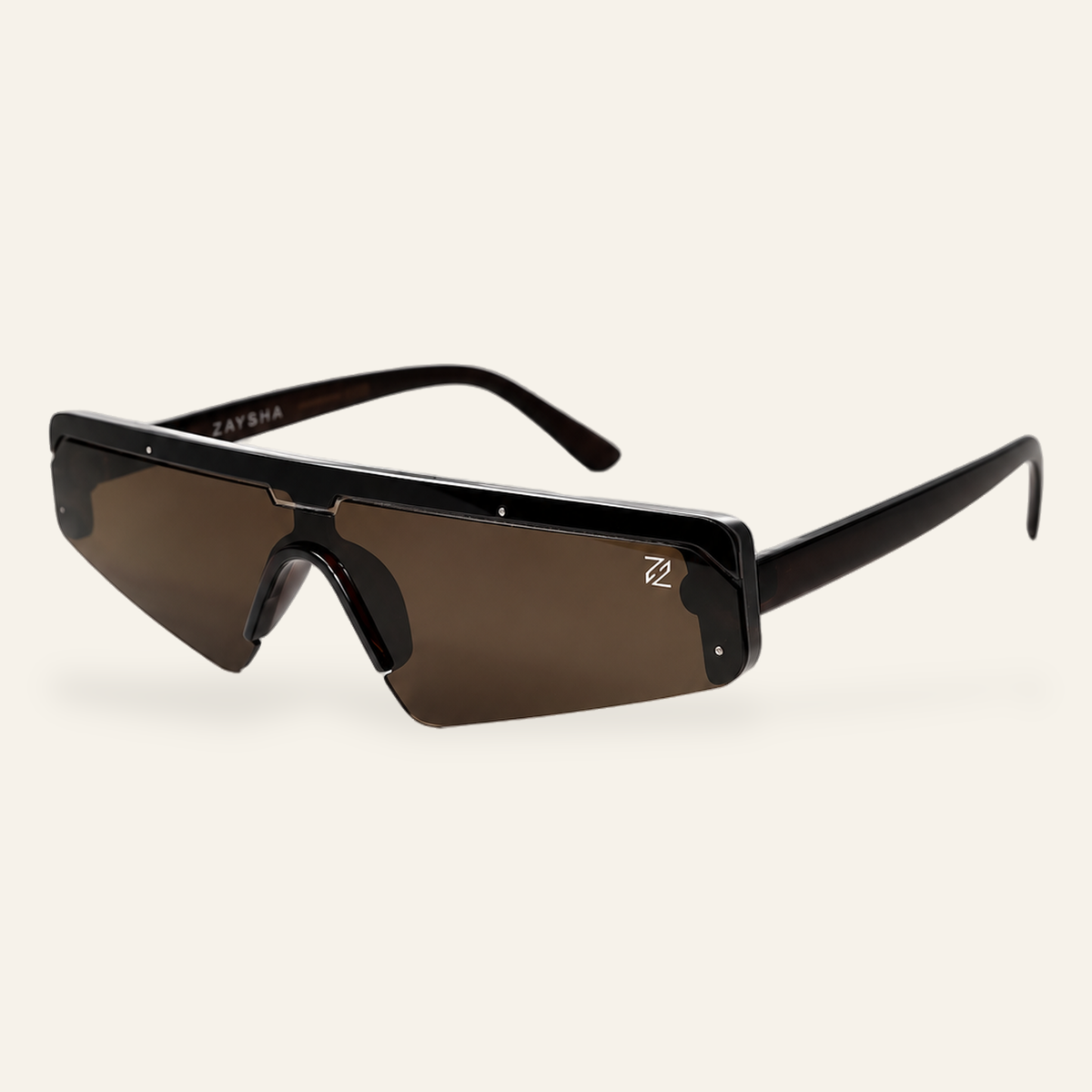 ZAYSHA DASH sunglasses in BLACK/BLACK LENS, three-quarter angle view