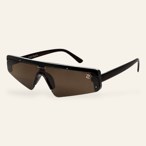 ZAYSHA DASH sunglasses in BLACK/BLACK LENS, three-quarter angle view
