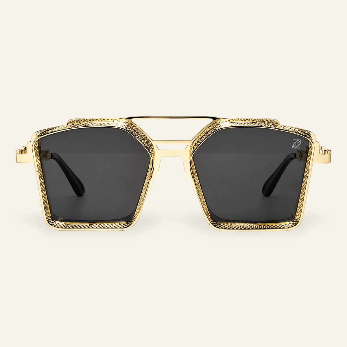 ZAYSHA DYNASTY sunglasses in Gold, front view, studio hero
