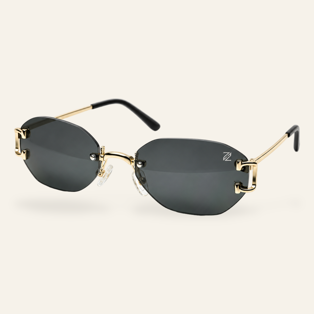 ZAYSHA HONCHO sunglasses in Gold/Black, three-quarter angle view
