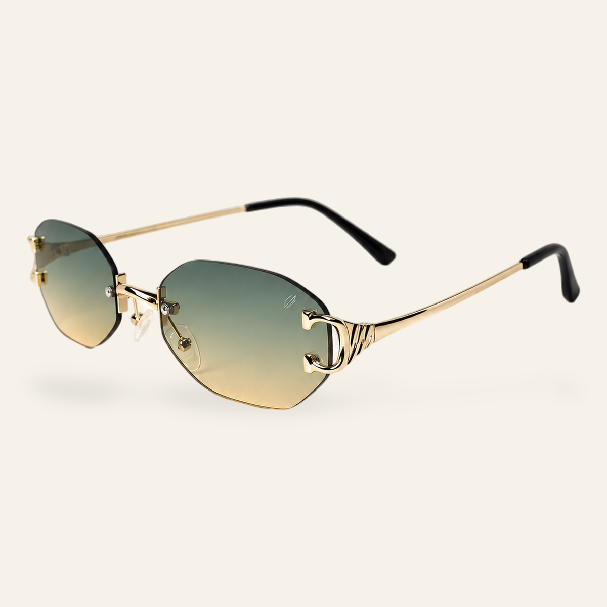 ZAYSHA HONCHO sunglasses in Gold/Python Green, three-quarter angle view