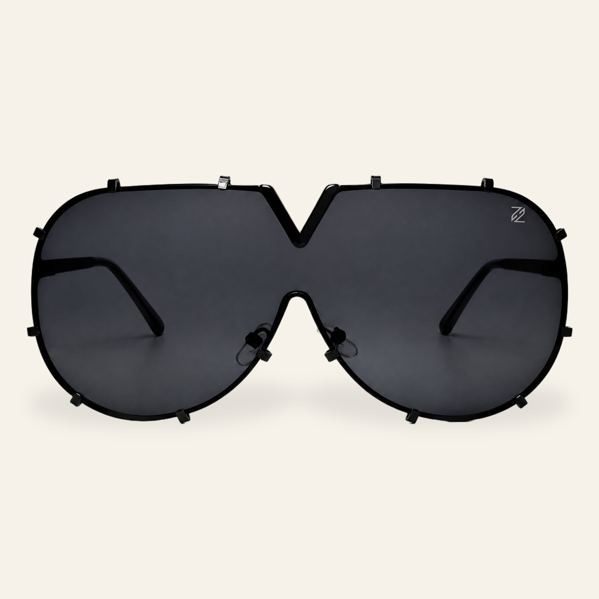 ZAYSHA MANELLI sunglasses in Black, front view, studio hero