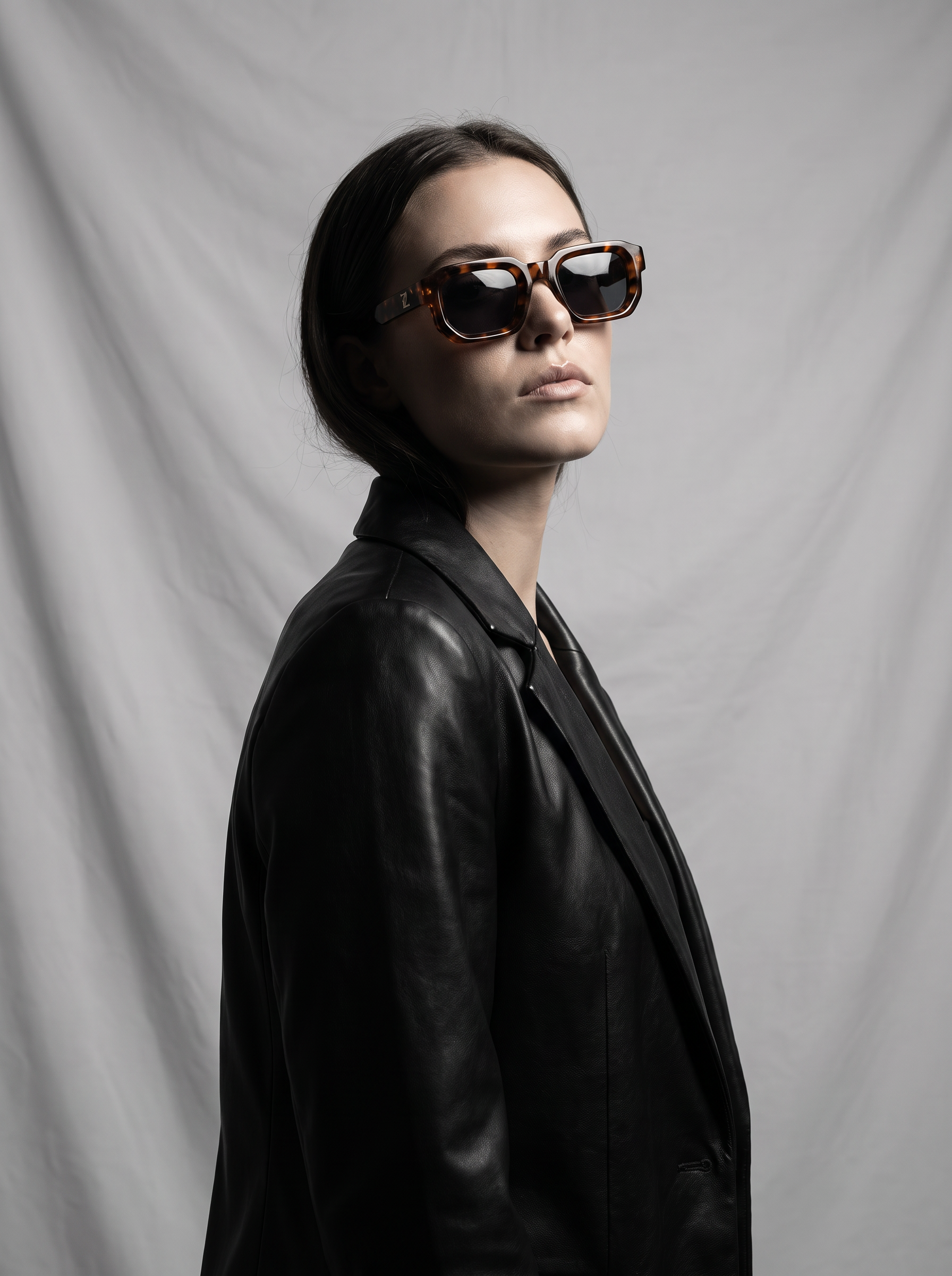 Zaysha Syzer sunglasses in tortoise brown, studio editorial shot